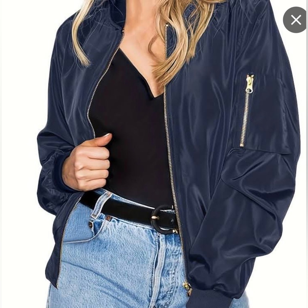 Forever 21 Plus Navy Bomber Jacket